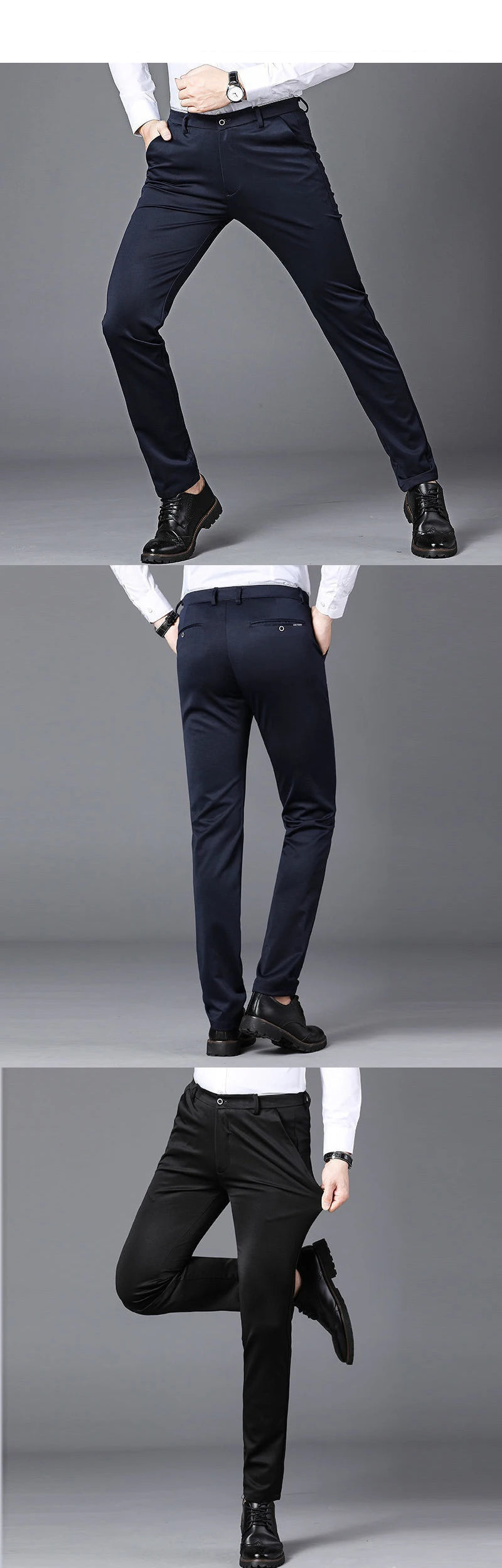 Men's Summer Straight-Leg Business Casual Trousers – Lightweight, Elastic Waist, Full Length - 3KDyn